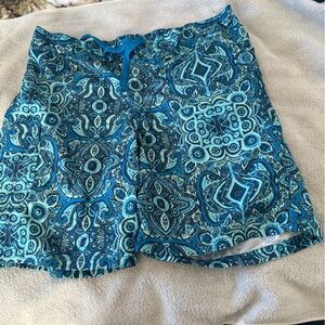 Blue Patterned Swim Trunks